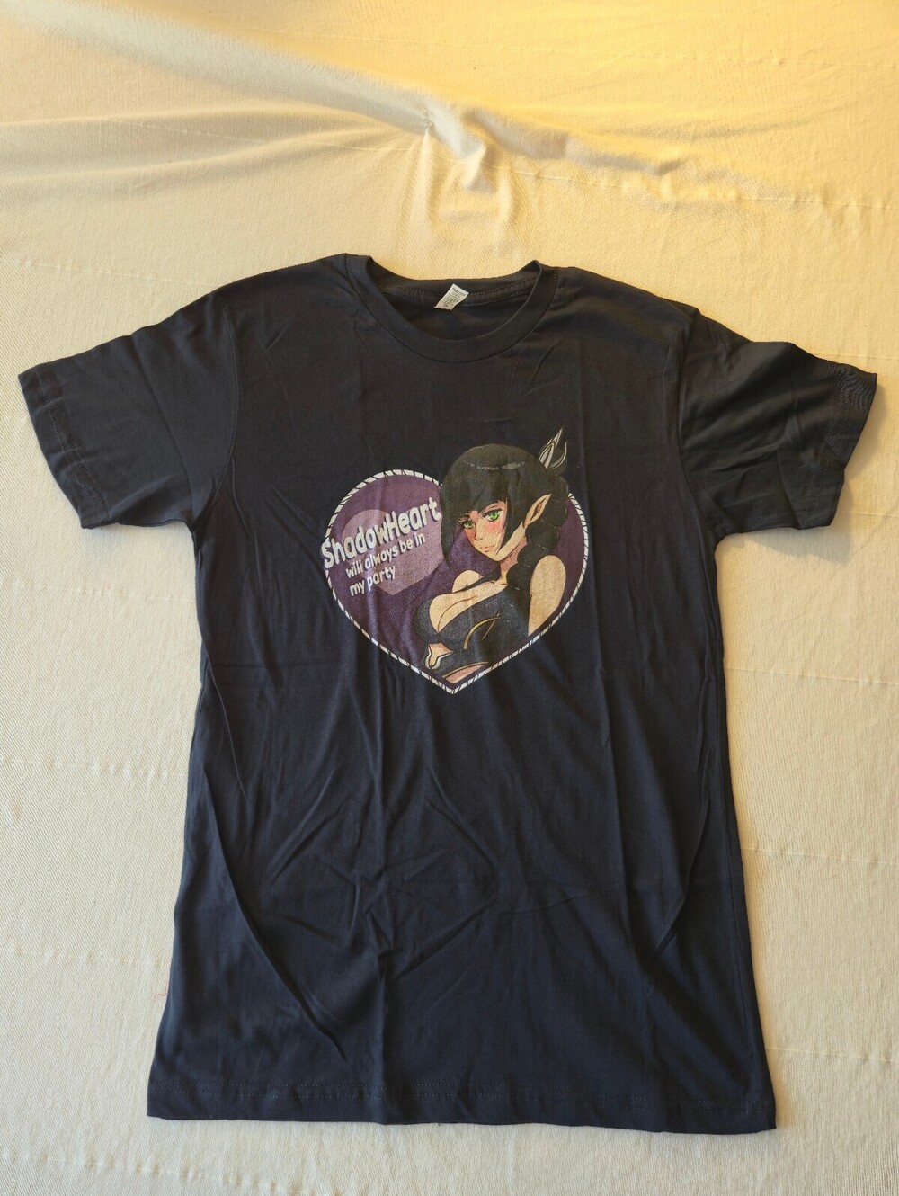 Black Graphic T-Shirt with ShadowHeart Design Size Small